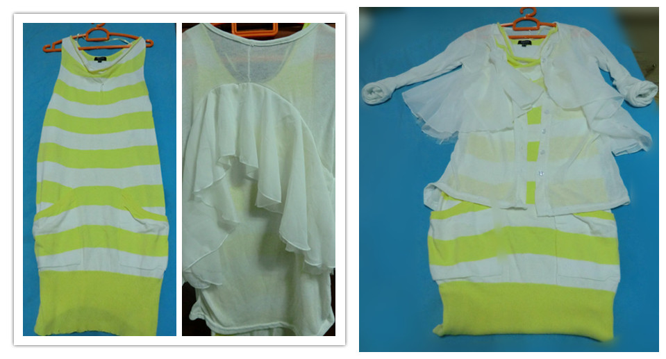 雪纺层叠白外皮 全新 8欧  PLANGO  黄白条纹长裙 6欧 